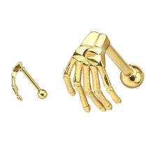 Load image into Gallery viewer, 1 PC Punk Stainless Steel Skeleton Hand Barbell Ear Cartilage Helix Ear Stud Bar Earring Piercing Jewelry