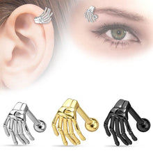 Load image into Gallery viewer, 1 PC Punk Stainless Steel Skeleton Hand Barbell Ear Cartilage Helix Ear Stud Bar Earring Piercing Jewelry