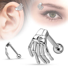 Load image into Gallery viewer, 1 PC Punk Stainless Steel Skeleton Hand Barbell Ear Cartilage Helix Ear Stud Bar Earring Piercing Jewelry