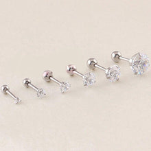 Load image into Gallery viewer, Fashion CZ 3 Prong Tragus Cartilage Stainless Steel Ear Stud Crystal Zircon Earrings Piercing Jewelry Steel Clear