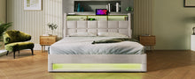 Load image into Gallery viewer, Full size Upholstered Platform bed with a Hydraulic Storage System, LED and USB Charging, Natural (without mattress)