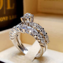 Load image into Gallery viewer, Chic Women White Sapphire Silver Ring Set Wedding Engagement Jewelry Gift Sz5-10