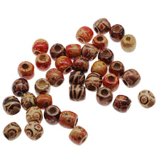 Load image into Gallery viewer, 300Pcs 10mm Mixed Painted Pattern Drum Barrel Wooden Loose Beads for Jewelry Making Hair Accessories Craft