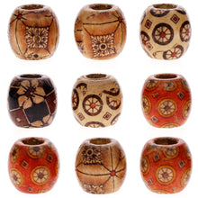 Load image into Gallery viewer, 300Pcs 10mm Mixed Painted Pattern Drum Barrel Wooden Loose Beads for Jewelry Making Hair Accessories Craft