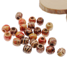 Load image into Gallery viewer, 300Pcs 10mm Mixed Painted Pattern Drum Barrel Wooden Loose Beads for Jewelry Making Hair Accessories Craft