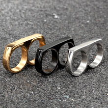 Load image into Gallery viewer, Two Fingers Double Ring Stainless Steel Men's Hip Hop Style Ring 7,8,9,10,11,12,13