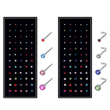 Load image into Gallery viewer, 120PCS Crystal Rhinestone Nose Ring Bone Stud Surgical Steel Body Piercing Jewelry Multi-Color