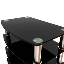 Load image into Gallery viewer, 5-Tier Tempered Glass Side Table Stainless Steel Frame End Table for Living Room, Bedroom, Black