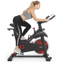 Load image into Gallery viewer, Indoor Cycling Exercise Bike Stationary, Home Gym Workout Fitness Bike with Comfortable Cusion, LCD Display and Hand Pulse