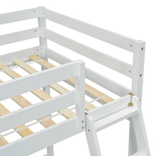 Load image into Gallery viewer, Twin Size High Loft Bed with inclined Ladder, Guardrails,White