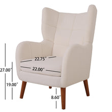 Load image into Gallery viewer, Mid-Century Accent Chair, Ivory White, Modern Retro Club Chair, Birch Frame, Upholstered Teddy Wool Fabric, Single Sofa Armchair for Small Spaces, Living Room, Bedroom, Reading Corner, Balcony