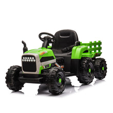 Load image into Gallery viewer, Ride on Tractor with Trailer,12V Battery Powered Electric Tractor Toy w/Remote Control,electric car for kids,Three speed adjustable,Power display, USB,MP3 ,Bluetooth,LED light,Two-point safety belt