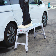 Load image into Gallery viewer, Aluminum Work Platform Large Size Step Stool Folding Portable Work Bench 40" Width Telescopic Feet 22" -27.5" Height Adjustable