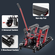 Load image into Gallery viewer, Hydraulic Motorcycle Lift Jack, 1500 LBS Capacity Foot-Operated Motorcycle Lift Table, ATV Scissor Lift Jack with 4.5" - 15" Lifting Range, Portable Motorcycle Lift Table with Wheels