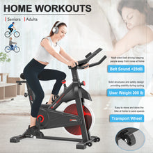 Load image into Gallery viewer, Indoor Cycling Exercise Bike Stationary, Home Gym Workout Fitness Bike with Comfortable Cusion, LCD Display and Hand Pulse