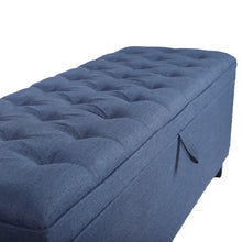 Load image into Gallery viewer, 55.3 Inch Extra Long Storage Ottoman Entryway Bench with Flip Top Storage Chest with Padded Seat Bed End Stool for Hallway Living Room Bedroom, Blue Linen