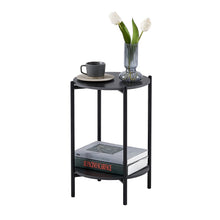 Load image into Gallery viewer, 2-layer End Table with Whole Marble Tabletop, Round Coffee Table with Black Metal Frame for Bedroom Living Room Office (black,1 piece)