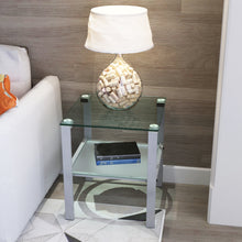 Load image into Gallery viewer, Glass two layer tea table, small round table, bedroom corner table, living room grey side table