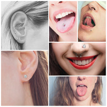 Load image into Gallery viewer, 7 Pairs 16G 316L Stainless Steel Lip Rings Studs CZ Ball Heart Clear Bioflex Cartilage Helix Tragus Body Piercing Jewelry