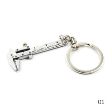 Load image into Gallery viewer, Mental Movable Vernier Caliper Ruler Model Keychain Mini Vernier Caliper Key Ring Car Turbo Key Chain Gauge Tool