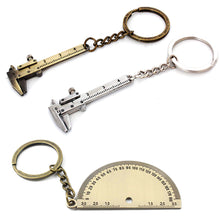 Load image into Gallery viewer, Mental Movable Vernier Caliper Ruler Model Keychain Mini Vernier Caliper Key Ring Car Turbo Key Chain Gauge Tool
