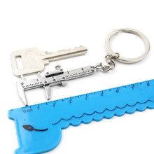 Load image into Gallery viewer, Mental Movable Vernier Caliper Ruler Model Keychain Mini Vernier Caliper Key Ring Car Turbo Key Chain Gauge Tool