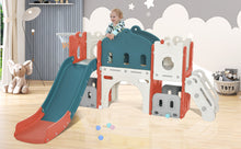 Load image into Gallery viewer, Kids Slide Playset Structure, Freestanding Castle Climber with Slide and Basketball Hoop, Toy Storage Organizer for Toddlers, Kids Climbers Playhouse for Indoor Outdoor Playground Activity