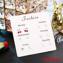 Load image into Gallery viewer, 6 Pairs Delicate Fashion Korean Rhinestone Earrings Set One Week Earring Gift Brincos