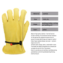 Load image into Gallery viewer, Cowhide Leather Work Safe Gloves for Garden Motorcycle Driving Welding Protection Workshops Non-slip Wear-resisting Fit Porter