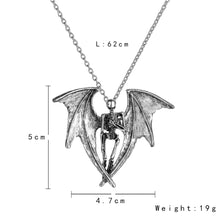 Load image into Gallery viewer, Hip-hop Night Light Human Skeleton Luminous Bat Wings Necklace Halloween Street Jewelry Gift