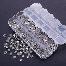 Load image into Gallery viewer, 360pcs Silver Spacer Beads Caps of 12 Styles Jewelry Accessories for Bracelet Necklace Jewelry Making