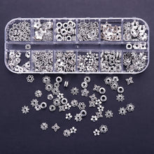 Load image into Gallery viewer, 360pcs Silver Spacer Beads Caps of 12 Styles Jewelry Accessories for Bracelet Necklace Jewelry Making