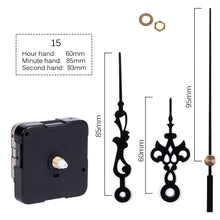 Load image into Gallery viewer, Quartz Clock Movement With Hands For Mechanism Clock Repair Replacement Shaft Length 12mm (9/20 Inch) Thread Length 5mm(1/5 Inch)