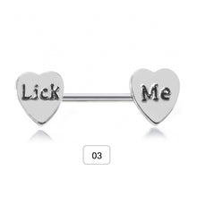 Load image into Gallery viewer, Surgical Stainless Lettering Bra Lovely Heart Nipple Ring Piercing Rings Bra Rings Creative Body Piercing Jewelry