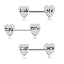 Load image into Gallery viewer, Surgical Stainless Lettering Bra Lovely Heart Nipple Ring Piercing Rings Bra Rings Creative Body Piercing Jewelry