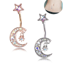 Load image into Gallery viewer, Star Moon Pretty Crystal Rhinestone Navel Belly Button Barbell Ring Body Piercing