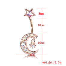 Load image into Gallery viewer, Star Moon Pretty Crystal Rhinestone Navel Belly Button Barbell Ring Body Piercing