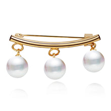 Load image into Gallery viewer, Simple Pearl Pin Brooch Breastpin Collar Cardigan Brooch Straps Fixed Anti Slip Pin Luxury Silver Gold Cloth Dress