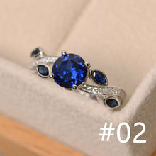 Load image into Gallery viewer, Women Inlay Cubic Zirconia Red Sapphire Rings Leaves Luxury Wedding Engagement Ring