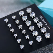 Load image into Gallery viewer, 12 Pairs Simple Exquisite Elegant Ear Stud Alloy Round Zircon Earring Sets Women Jewelry Gift