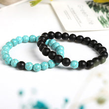 Load image into Gallery viewer, Couples His & Hers Distance 8mm Beads Elastic Bracelet Two-color Natural Stones Jewelry