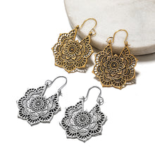 Load image into Gallery viewer, Fashion Retro Bohemian Carved Flower Hollow Floral Pendant Earrings Women Jewelry Accessories