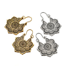 Load image into Gallery viewer, Fashion Retro Bohemian Carved Flower Hollow Floral Pendant Earrings Women Jewelry Accessories