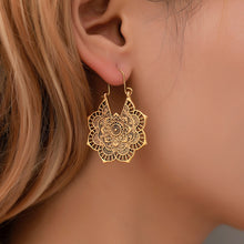 Load image into Gallery viewer, Fashion Retro Bohemian Carved Flower Hollow Floral Pendant Earrings Women Jewelry Accessories