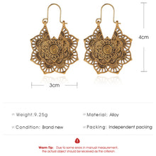 Load image into Gallery viewer, Fashion Retro Bohemian Carved Flower Hollow Floral Pendant Earrings Women Jewelry Accessories