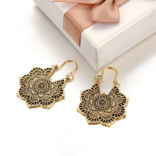 Load image into Gallery viewer, Fashion Retro Bohemian Carved Flower Hollow Floral Pendant Earrings Women Jewelry Accessories