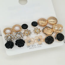 Load image into Gallery viewer, 9 Pairs/Set Fashion Elegent Geometric Flowers Gold Earrings Women Jewelry Gift