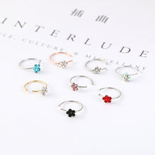 Load image into Gallery viewer, New Fashion Plum Blossom Rhinestones C-shaped Nose Rings Body Piercing Accessories