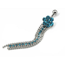 Load image into Gallery viewer, Crystal Rhinestone Flower Dangle Navel Belly Button Barbell Ring Body Piercing