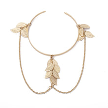 Load image into Gallery viewer, Fashion Boho Style Gold/Silver Leaves Tassel Chain Pendant Open Arm Bracelet Women Jewelry Gift